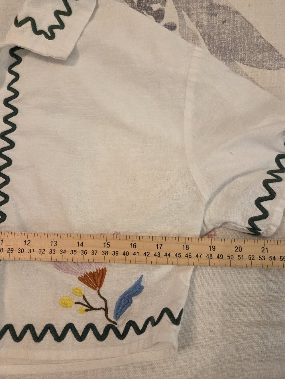 AMABLE By Mable White Linen Blend Multi Floral Embroidered Rickrack Crop Top S - Picture 9 of 12